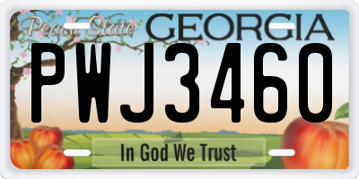 GA license plate PWJ3460