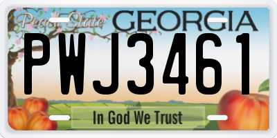 GA license plate PWJ3461