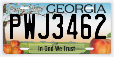 GA license plate PWJ3462
