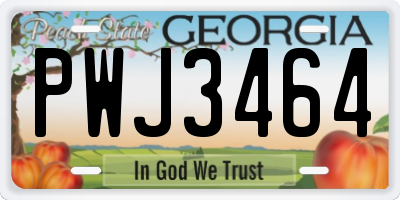 GA license plate PWJ3464