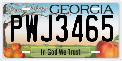 GA license plate PWJ3465