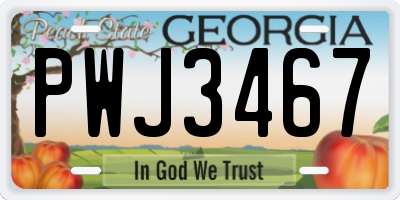GA license plate PWJ3467
