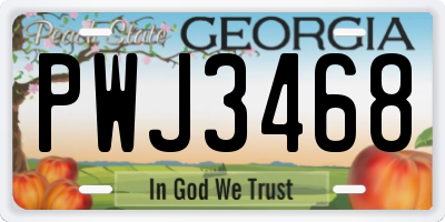 GA license plate PWJ3468