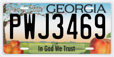 GA license plate PWJ3469