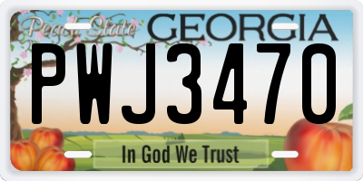 GA license plate PWJ3470