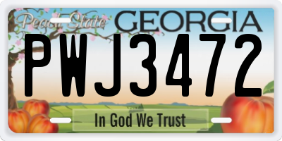 GA license plate PWJ3472