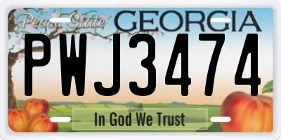GA license plate PWJ3474