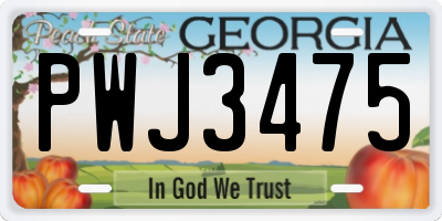 GA license plate PWJ3475