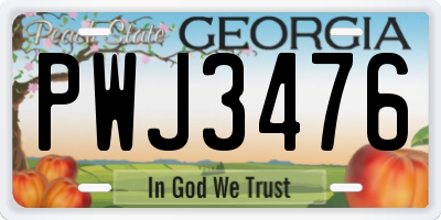 GA license plate PWJ3476