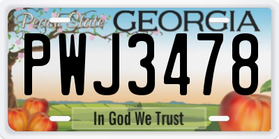 GA license plate PWJ3478