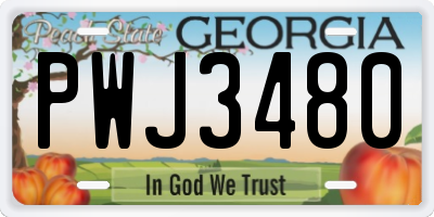 GA license plate PWJ3480