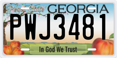 GA license plate PWJ3481