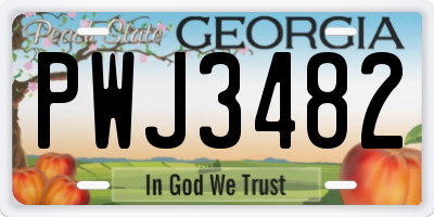 GA license plate PWJ3482