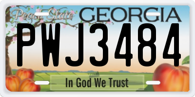 GA license plate PWJ3484