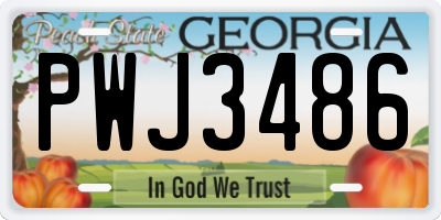 GA license plate PWJ3486