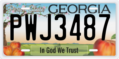 GA license plate PWJ3487