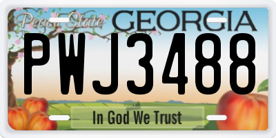 GA license plate PWJ3488