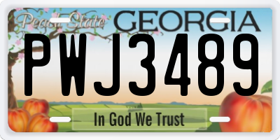 GA license plate PWJ3489