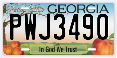 GA license plate PWJ3490