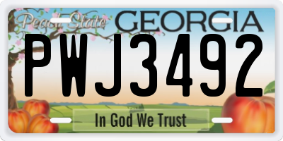 GA license plate PWJ3492