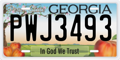 GA license plate PWJ3493