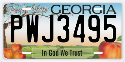GA license plate PWJ3495