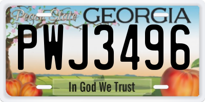 GA license plate PWJ3496