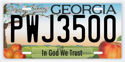 GA license plate PWJ3500