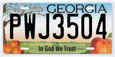 GA license plate PWJ3504