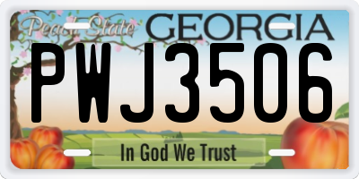 GA license plate PWJ3506