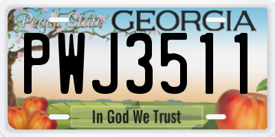 GA license plate PWJ3511