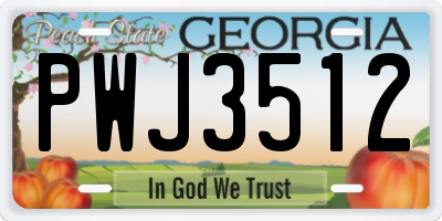 GA license plate PWJ3512