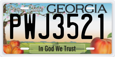 GA license plate PWJ3521