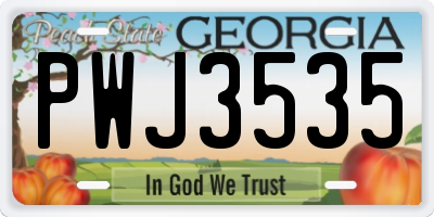 GA license plate PWJ3535