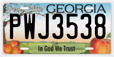 GA license plate PWJ3538