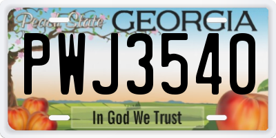 GA license plate PWJ3540