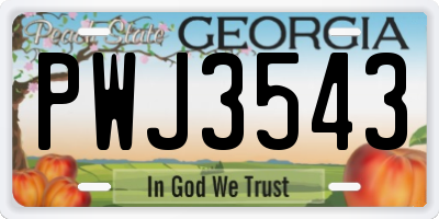 GA license plate PWJ3543