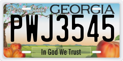 GA license plate PWJ3545