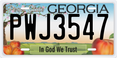 GA license plate PWJ3547