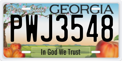 GA license plate PWJ3548