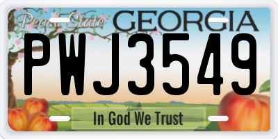 GA license plate PWJ3549