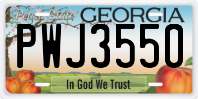 GA license plate PWJ3550