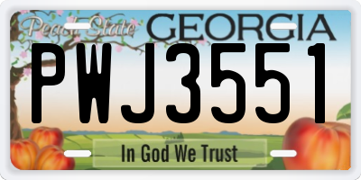 GA license plate PWJ3551