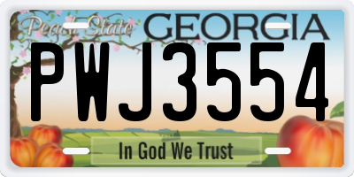 GA license plate PWJ3554