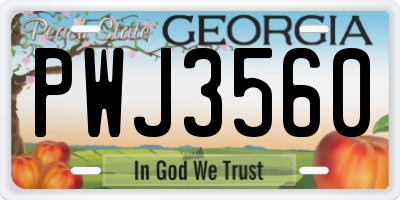 GA license plate PWJ3560