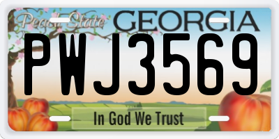 GA license plate PWJ3569