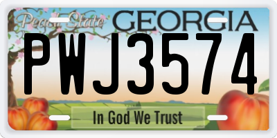 GA license plate PWJ3574