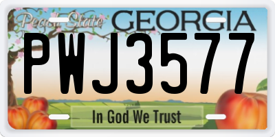 GA license plate PWJ3577