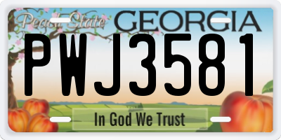 GA license plate PWJ3581