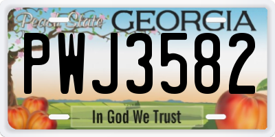 GA license plate PWJ3582